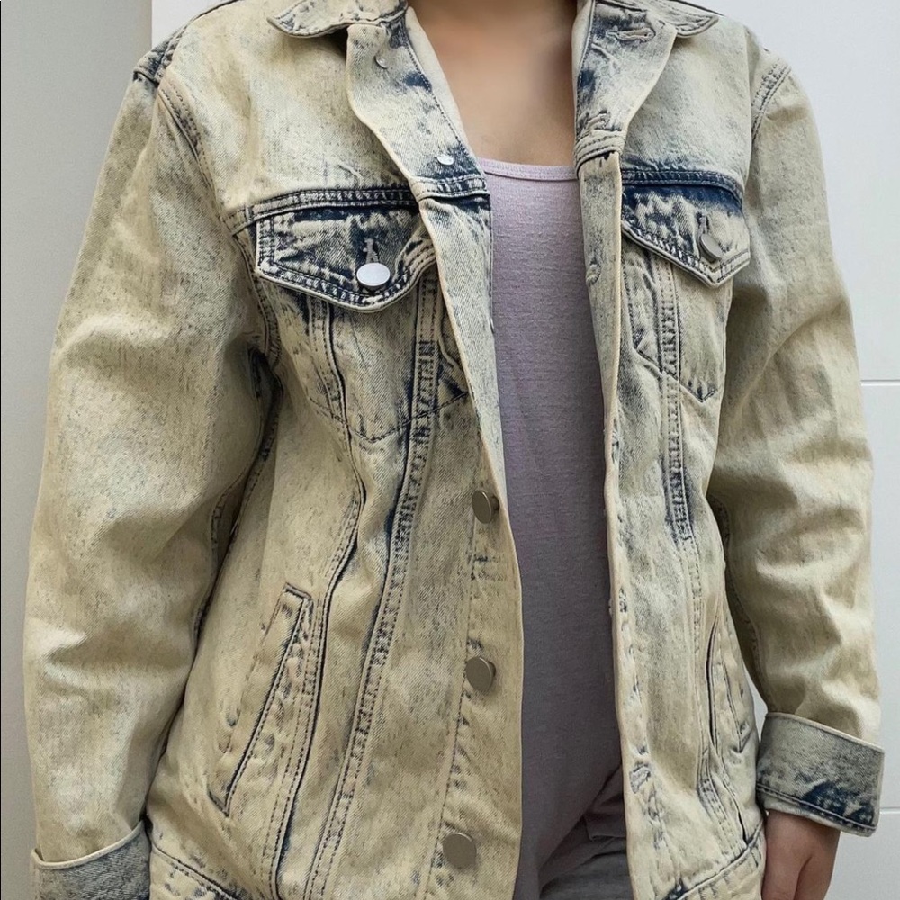 Acid wash oversized denim jacket